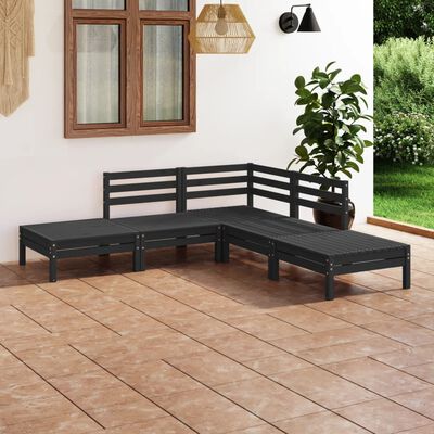 vidaXL 5 pcs conjunto lounge de jardim pinho maciço preto