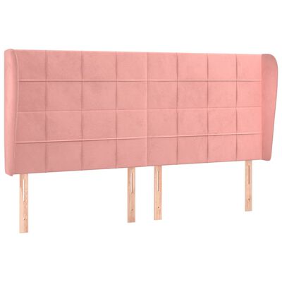 vidaXL Cabeceira cama c/ abas veludo 203x23x118/128 cm rosa