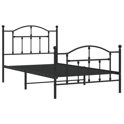 vidaXL Estrutura de cama com cabeceira e pés 100x190 cm metal preto