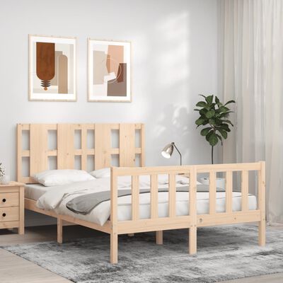 vidaXL Estrutura de cama com cabeceira 140x190 cm madeira maciça