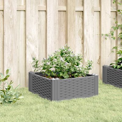 vidaXL Vaso/floreira jardim c/ estacas 42,5x42,5x28,5cm PP cinza-claro