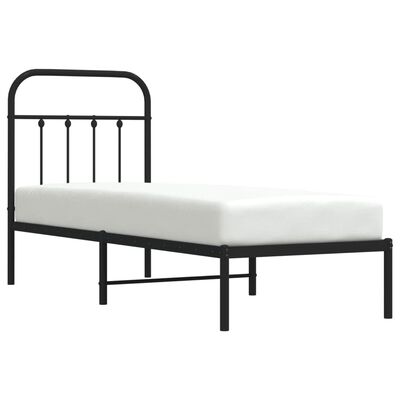 vidaXL Estrutura de cama metal s/ colchão c/ cabeceira 75x190 cm preto