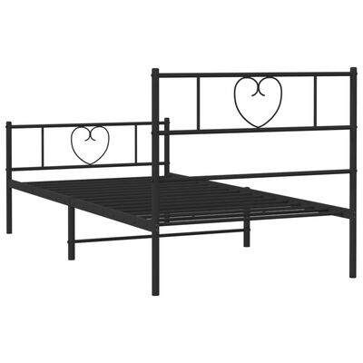 vidaXL Estrutura de cama com cabeceira e pés 107x203 cm metal preto