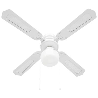 vidaXL Ventoinha de teto com luz 106 cm branco