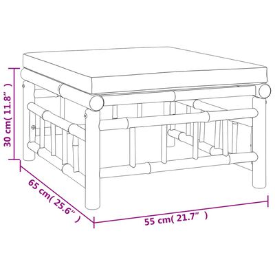 vidaXL 5 pcs conjunto lounge jardim bambu c/ almofadões cinza-escuro