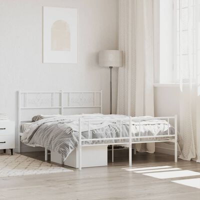 vidaXL Estrutura de cama com cabeceira e pés 140x190 cm metal branco