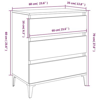 vidaXL Aparador 60x35x70 cm derivados de madeira cinzento sonoma