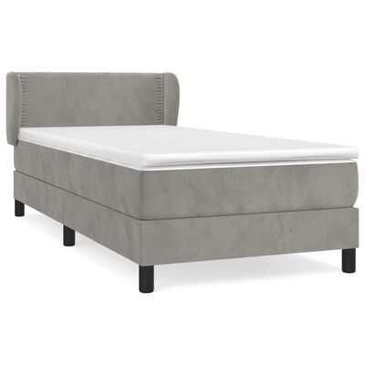 vidaXL Cama com molas/colchão 90x190 cm veludo cinza-claro