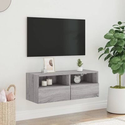 vidaXL Móvel de parede p/ TV 80x30x30cm derivados madeira cinza sonoma