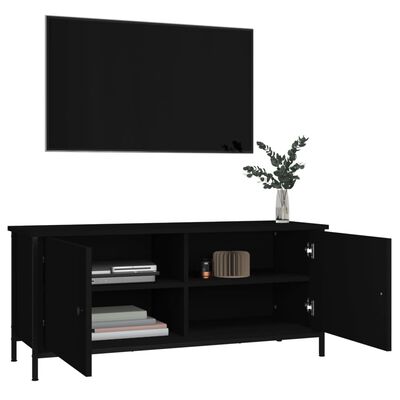 vidaXL Móvel para TV c/ portas 102x35x45 cm derivados de madeira preto