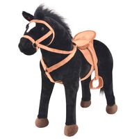 vidaXL Cavalo de peluche de montar preto