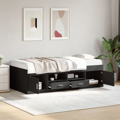 vidaXL Sofá-cama com gavetas sem colchão 75x190 cm preto