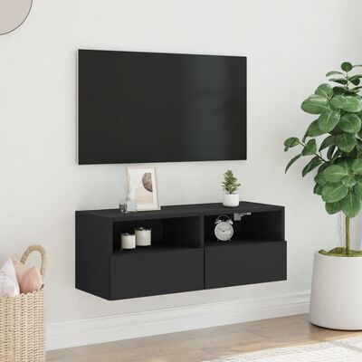 vidaXL Móvel de parede p/ TV 80x30x30 cm derivados de madeira preto