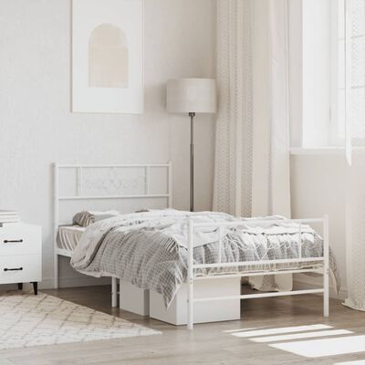 vidaXL Estrutura de cama com cabeceira e pés 80x200 cm metal branco