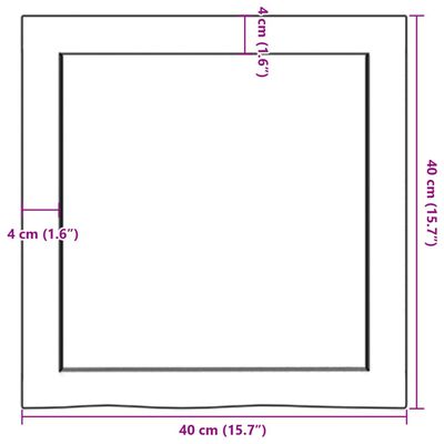 vidaXL Bancada p/ WC 40x40x(2-6) cm madeira maciça tratada castanho