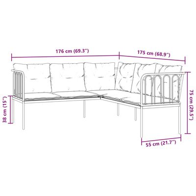 vidaXL Conjunto de sofás de jardim c/ almofadões aço/textilene preto