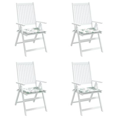 vidaXL Almofadões p/ cadeira 4pcs 50x50x3cm tecido padrão folhas