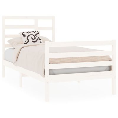 vidaXL Estrutura cama pequena solteiro 75x190 cm madeira maciça branco