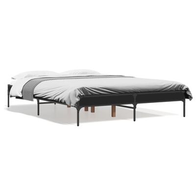 vidaXL Estrutura de cama 135x190 cm derivados de madeira/metal preto