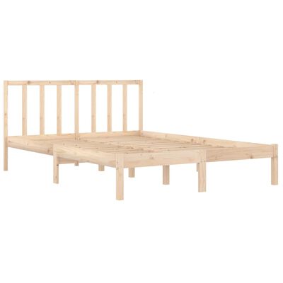 vidaXL Estrutura de cama casal 135x190 cm pinho maciço