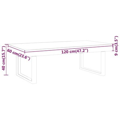 vidaXL Mesa de centro 120x60x40 cm MDF e ferro castanho-escuro e preto