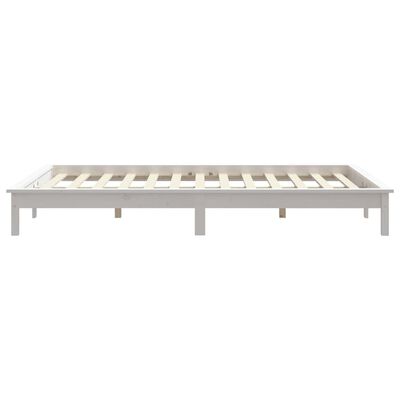 vidaXL Estrutura de cama de casal 135x190 cm pinho maciço branco