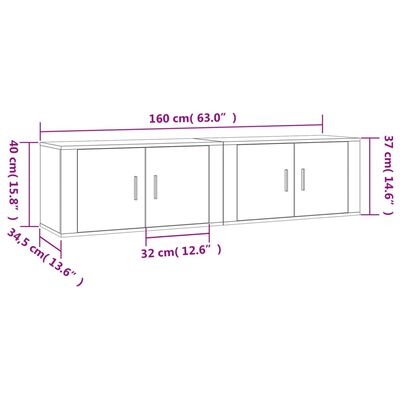 vidaXL Móveis de TV de parede 2 pcs 80x34,5x40 cm cinzento cimento