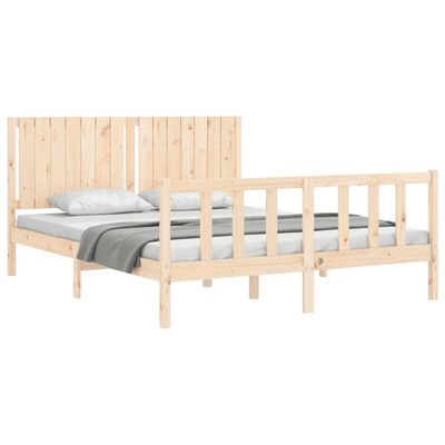 vidaXL Estrutura de cama com cabeceira 160x200 cm madeira maciça