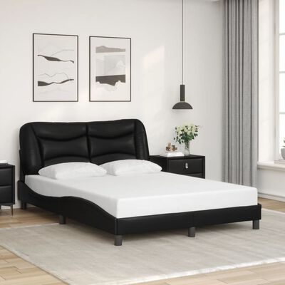 vidaXL Estrutura cama c/ luzes LED 140x190 cm couro artificial preto