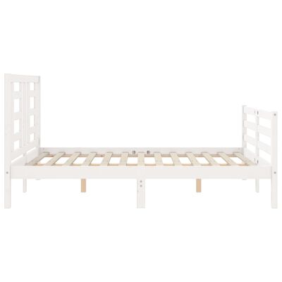 vidaXL Estrutura de cama de casal com cabeceira madeira maciça branco