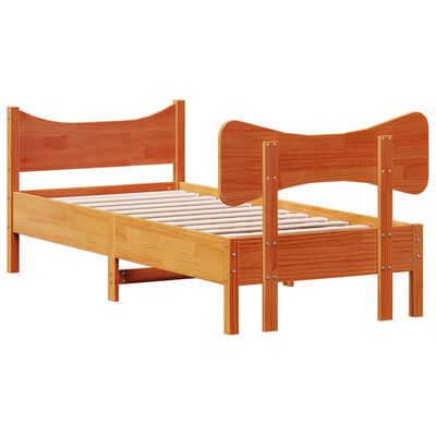 vidaXL Cama sem colchão 75x190 cm madeira de pinho maciça castanho-mel