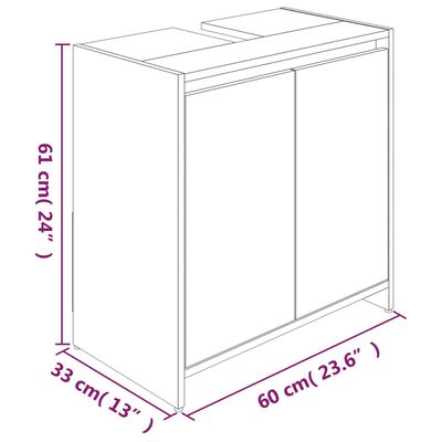 vidaXL Armário casa de banho 60x33x61cm derivados madeira cinza sonoma