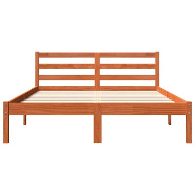 vidaXL Estrutura de cama 135x190 cm madeira pinho maciça castanho cera