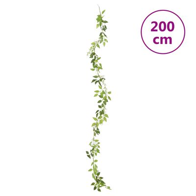 vidaXL Grinaldas de flores de Natal 6 pcs 200 cm branco