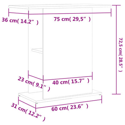 vidaXL Suporte aquário 75x36x72,5 cm deriv. de madeira cinza cimento