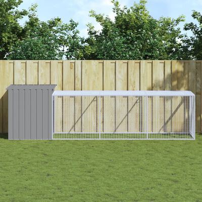 vidaXL Galinheiro com anexo 110x405x110 cm aço galvanizado cinza-claro