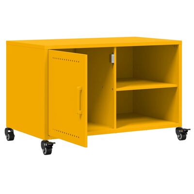 vidaXL Móvel de TV 68x39x43,5 cm aço amarelo mostarda