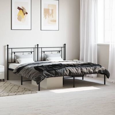 vidaXL Estrutura de cama com cabeceira 183x213 cm metal preto