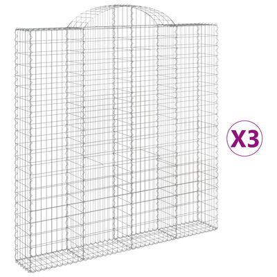 vidaXL Cestos gabião arqueados 3pcs 200x30x200/220cm ferro galvanizado