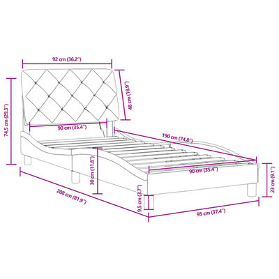 vidaXL Estrutura de cama c/ luzes LED 90x190 cm veludo azul