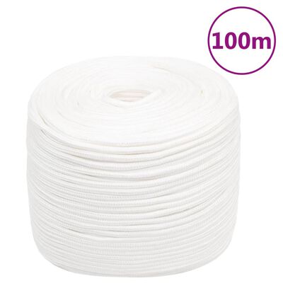 vidaXL Corda de barco 6 mm 100 m polipropileno branco completo