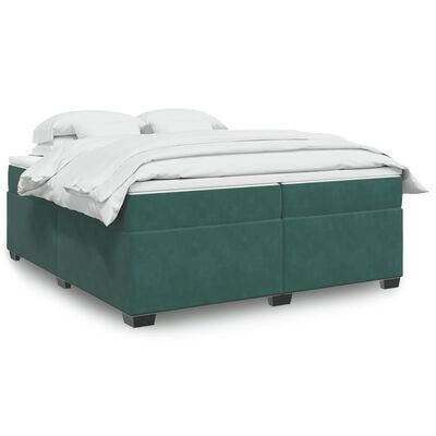 vidaXL Cama com molas/colchão 200x200 cm veludo verde-escuro