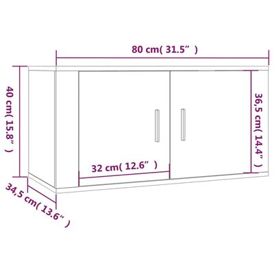 vidaXL Móveis de TV de parede 2 pcs 80x34,5x40 cm carvalho castanho