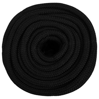 vidaXL Corda de trabalho 16 mm 100 m poliéster preto