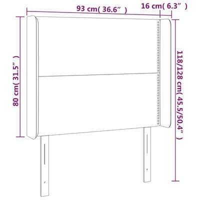 vidaXL Cabeceira cama c/ abas couro artif. 93x16x118/128 cm cinzento