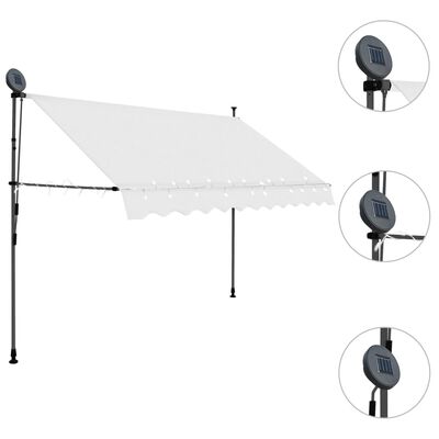 vidaXL Toldo retrátil manual com LED 250 cm creme