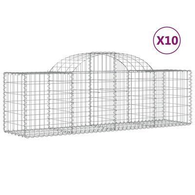 vidaXL Cestos gabião arqueados 10pcs 200x50x60/80 cm ferro galvanizado