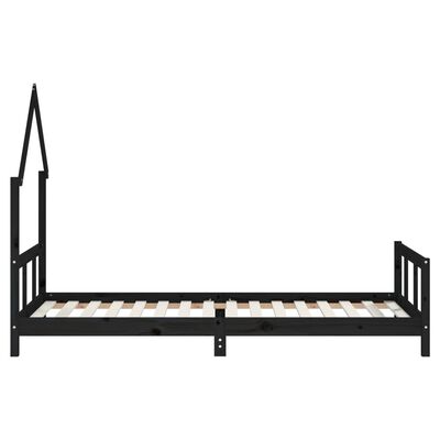 vidaXL Estrutura de cama infantil 90x200 cm pinho maciço preto