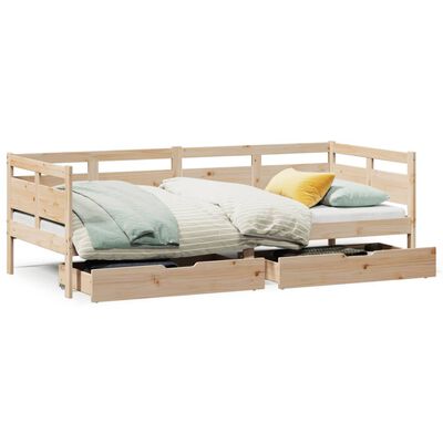 vidaXL Sofá-cama com gavetas 80x200 cm madeira de pinho maciça