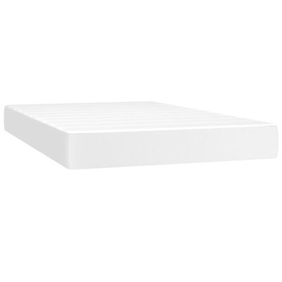 vidaXL Cama box spring c/colchão/LED 120x200cm couro artificial branco